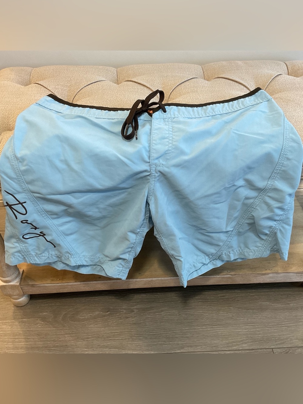 Vintage 2004 Roxy Board Shorts – Sky Blue & Brown (Size 11)